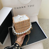 Female Pearl Woven Bag Crossbody Bag