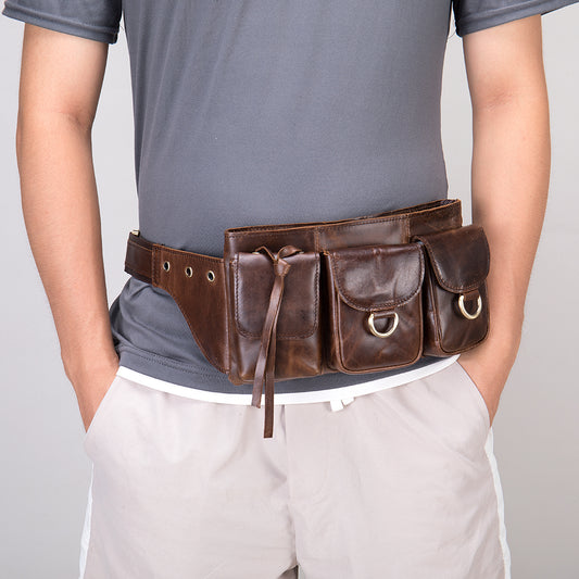 Vintage Leather Phone Waist Bag for Men – Hands-Free & Rugged Style!
