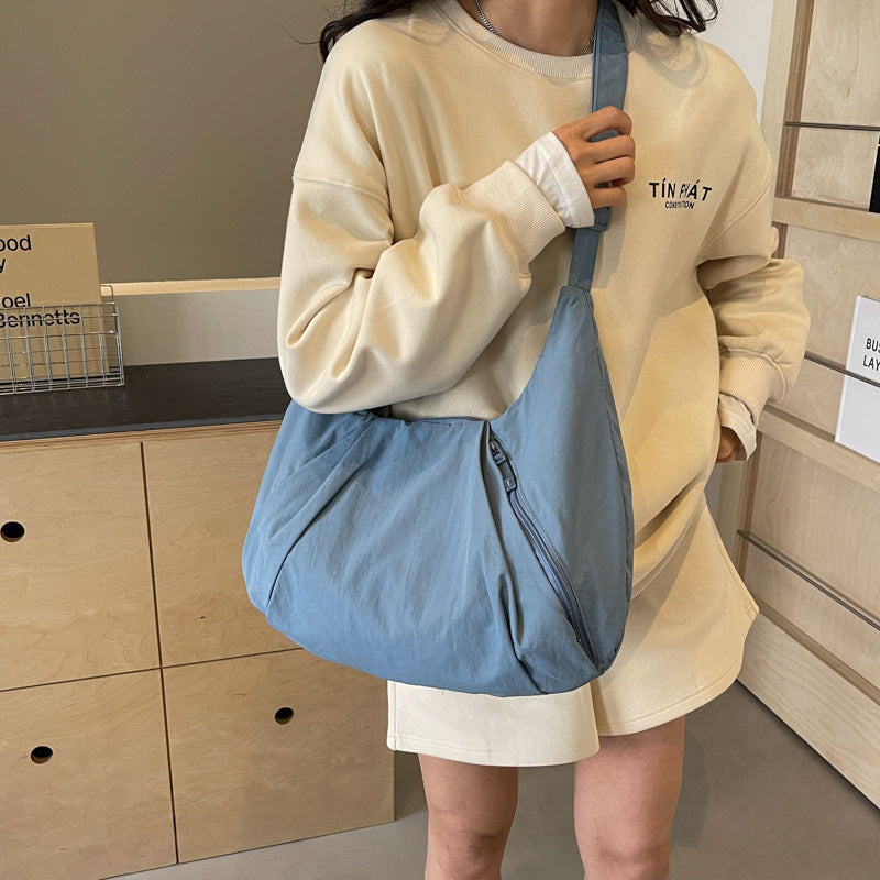 Soft Nylon Crescent Shoulder Bag – Lightweight Casual Daily Tote