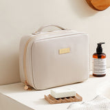 Multi-Layer Travel Makeup Bag – Soft Pink, Large Capacity with Hanging Hook