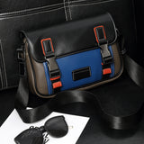 Men’s Color-Block Messenger Bag – Retro Utility Crossbody with Buckle Design