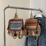 Boho Chic Embroidered Tassel Backpack – Vintage Ethnic Style for Free Spirits