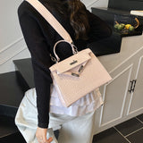 Crocodile Pattern Top Handle Bag – Elegant Kelly Style Handbag