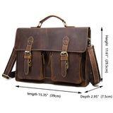 Vintage Leather Briefcase for Men | Premium Business Handbag | Adjustable Shoulder Strap Office Bag