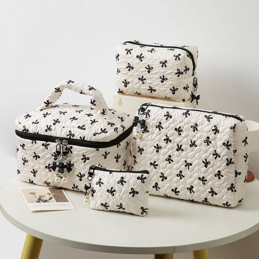 Bow Cosmetic Bag Large Capacity Hand Holding Clutch Wash