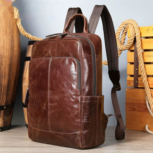 Genuine Leather Men's Backpack Business