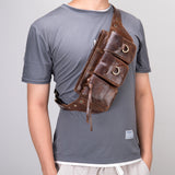 Vintage Leather Phone Waist Bag for Men – Hands-Free & Rugged Style!