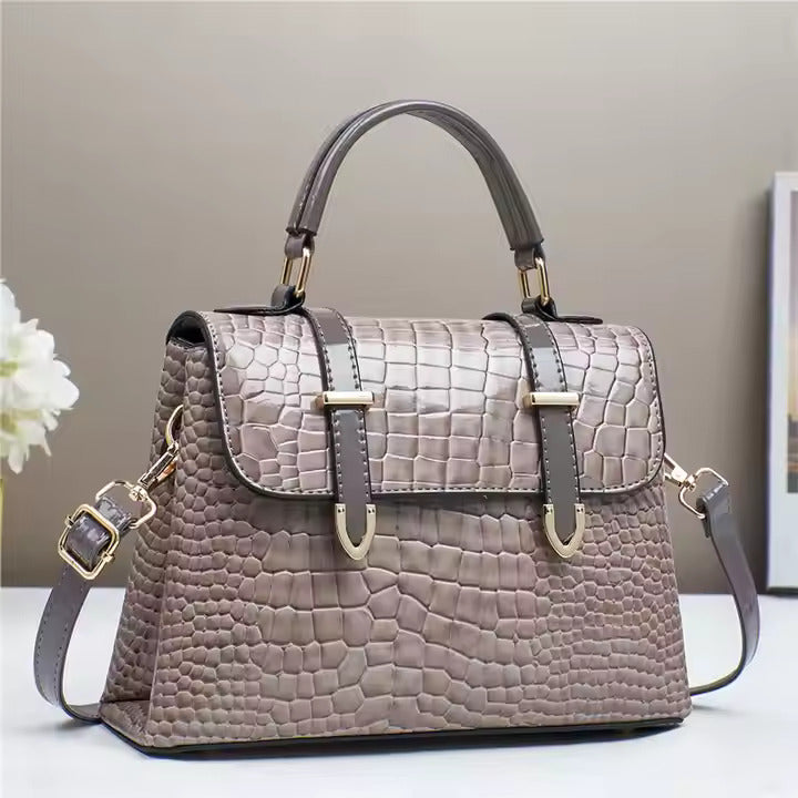Shine Bright! Gold Croc-Pattern Handbag – Luxe Style, Bold Statement