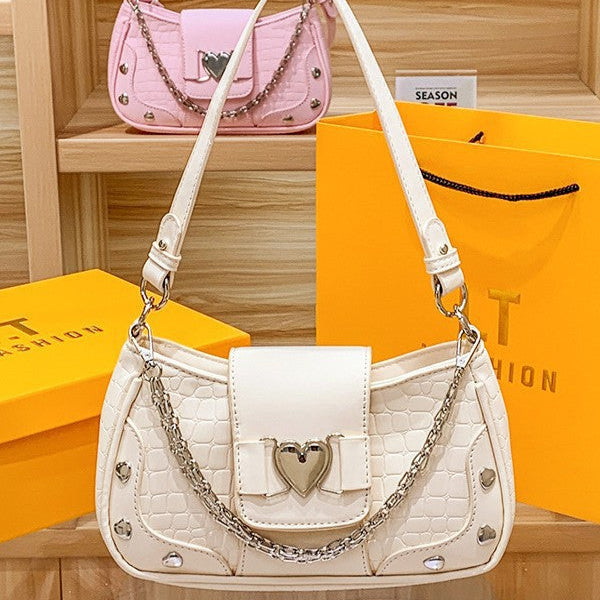 Fashion Colorful Shoulder Bags – Heart & Chain Design | Boutique Real Shots
