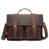 Vintage Leather Briefcase for Men | Premium Business Handbag | Adjustable Shoulder Strap Office Bag