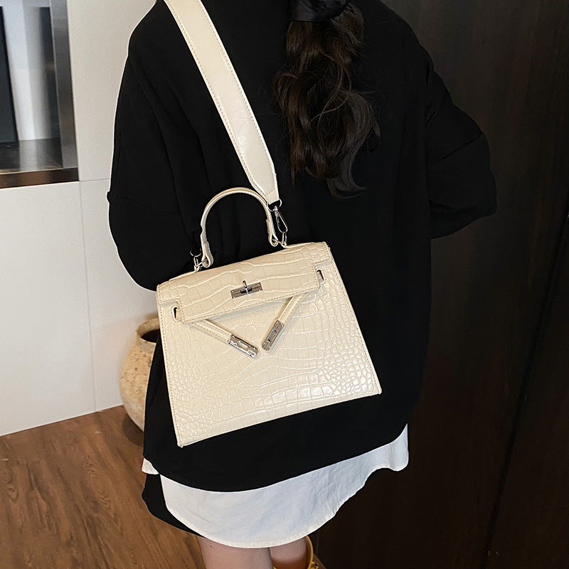 Crocodile Pattern Top Handle Bag – Elegant Kelly Style Handbag