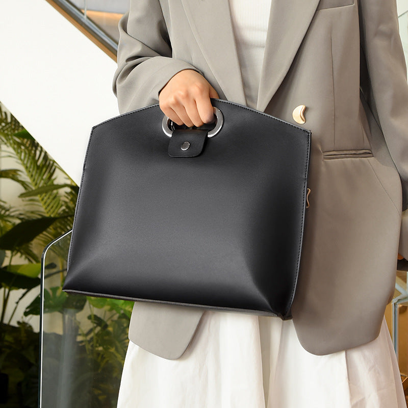 Minimalist Metal Handle Tote – Elegant Business Handbag