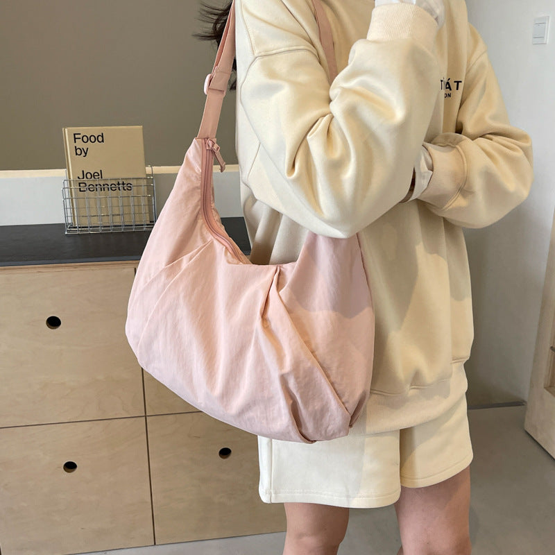 Soft Nylon Crescent Shoulder Bag – Lightweight Casual Daily Tote