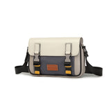 Men’s Color-Block Messenger Bag – Retro Utility Crossbody with Buckle Design