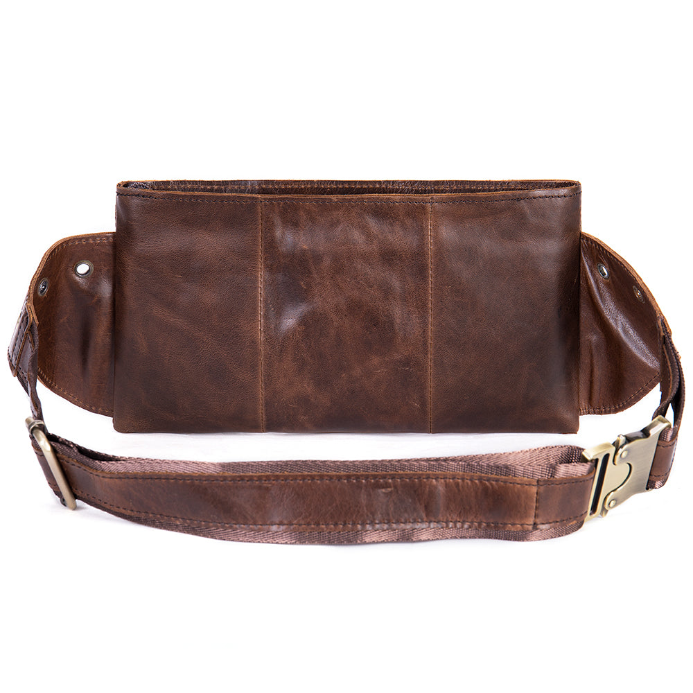 Vintage Leather Phone Waist Bag for Men – Hands-Free & Rugged Style!