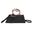 Luxury Croc Embossed Handbag with Gold Metal Handle – Modern Minimalist Glam