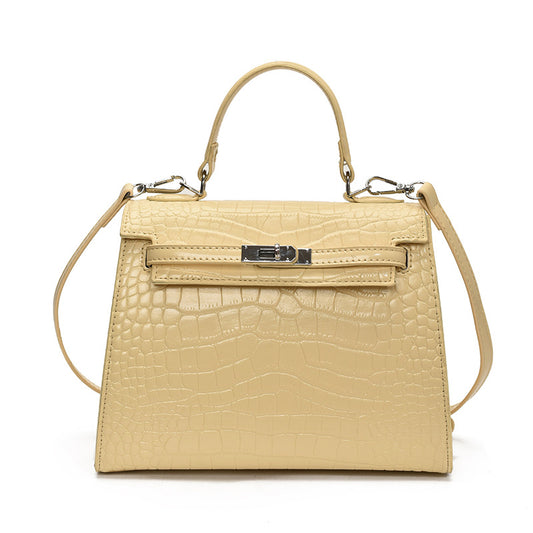 Crocodile Pattern Top Handle Bag – Elegant Kelly Style Handbag
