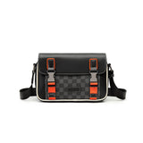 Men’s Color-Block Messenger Bag – Retro Utility Crossbody with Buckle Design