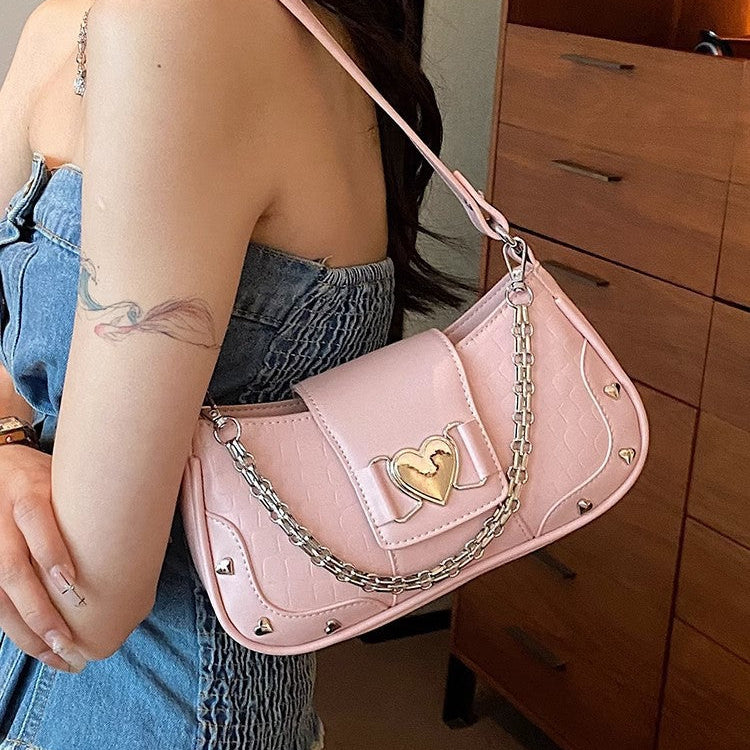 Fashion Colorful Shoulder Bags – Heart & Chain Design | Boutique Real Shots