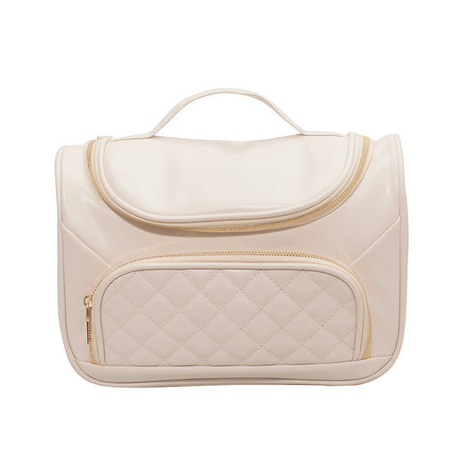 Simple Diamond Embroidery Thread Portable Large Capacity Cosmetic Bag Pu Portable Storage Bag Good-looking Pure Color All-matching Wash Bag