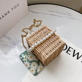 Female Pearl Woven Bag Crossbody Bag