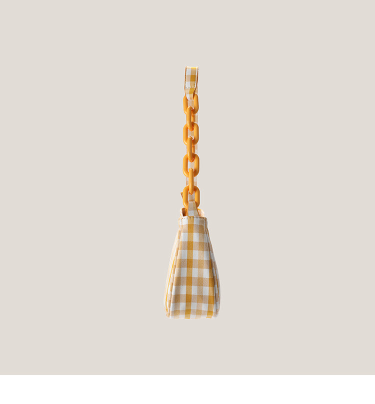 Female baguette bag lattice chain bag