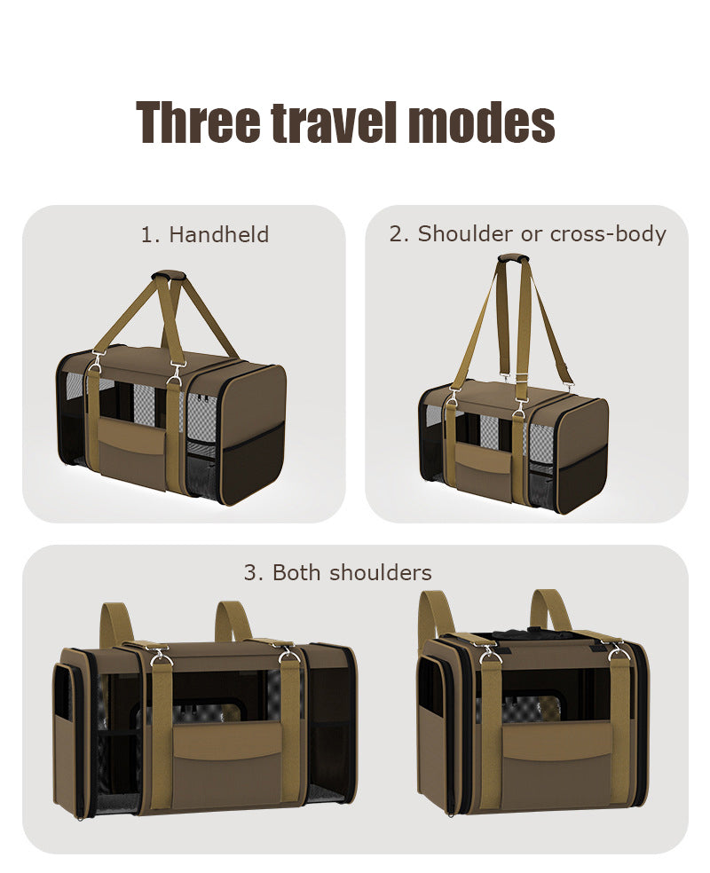 Multi-Functional Foldable Pet Travel Carrier – Breathable, Large Capacity, 3-Way Carry