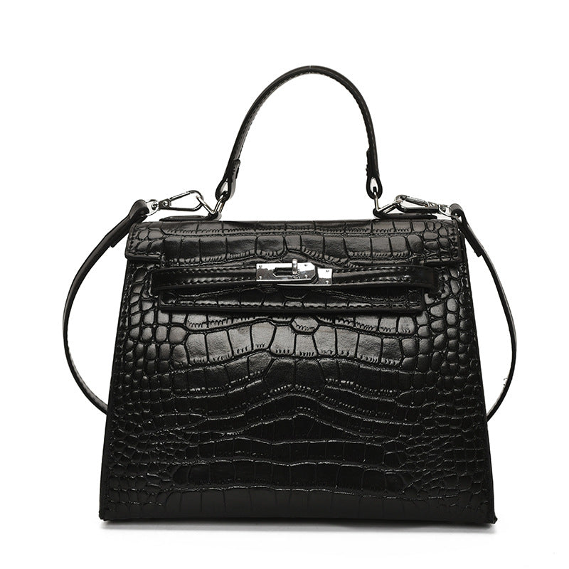 Crocodile Pattern Top Handle Bag – Elegant Kelly Style Handbag