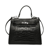 Crocodile Pattern Top Handle Bag – Elegant Kelly Style Handbag