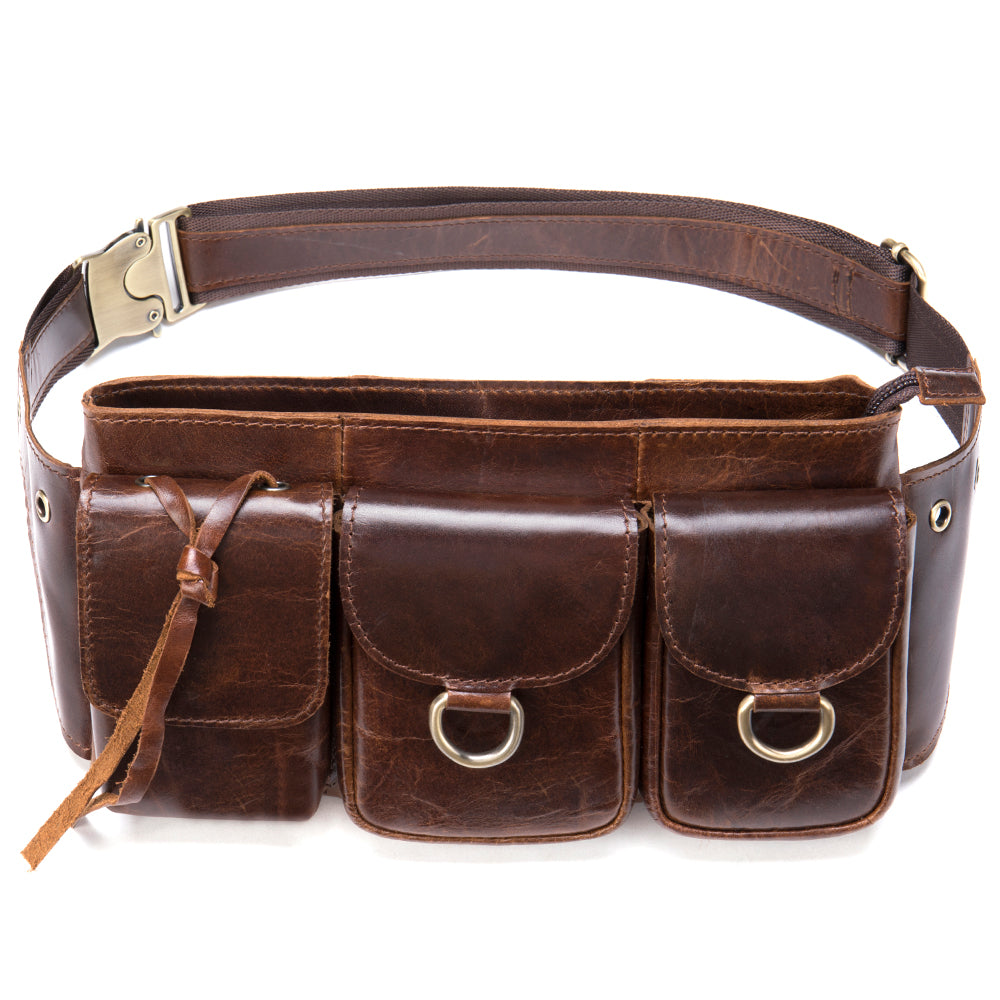 Vintage Leather Phone Waist Bag for Men – Hands-Free & Rugged Style!