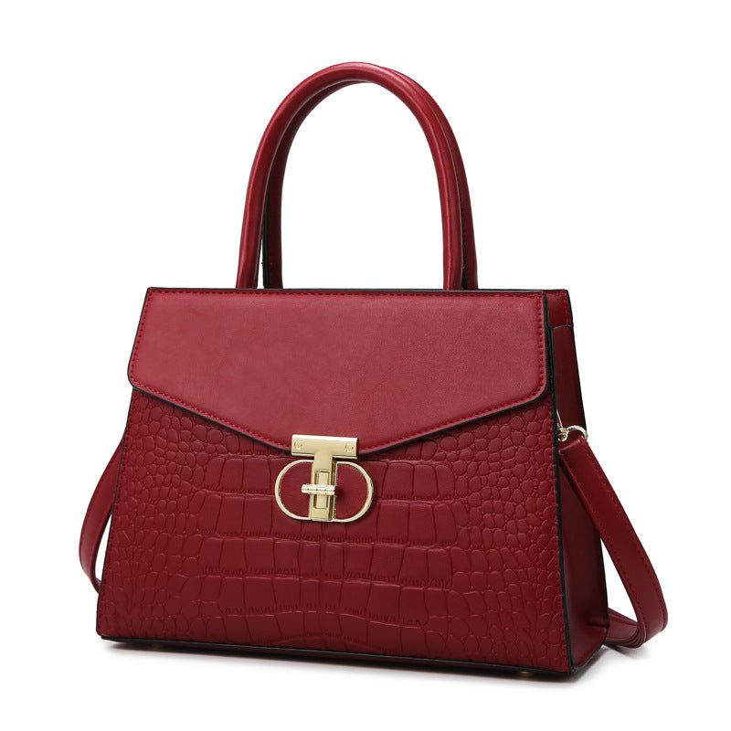 Croc-Pattern Top Handle Bag – Retro, Elegant & Statement-Making