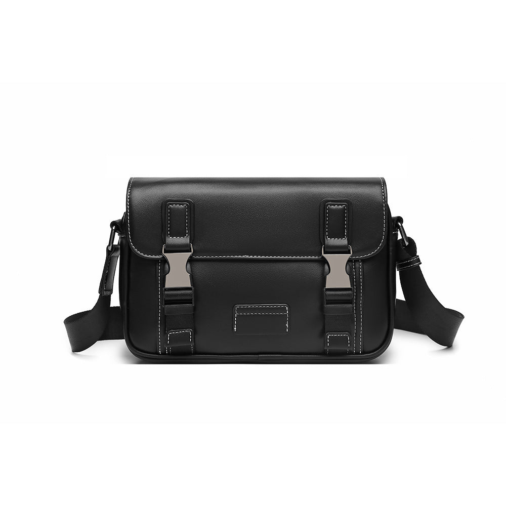 Men’s Color-Block Messenger Bag – Retro Utility Crossbody with Buckle Design