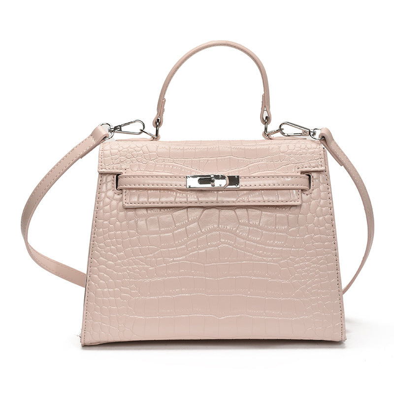 Crocodile Pattern Top Handle Bag – Elegant Kelly Style Handbag