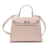 Crocodile Pattern Top Handle Bag – Elegant Kelly Style Handbag