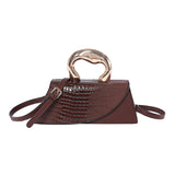 Luxury Croc Embossed Handbag with Gold Metal Handle – Modern Minimalist Glam