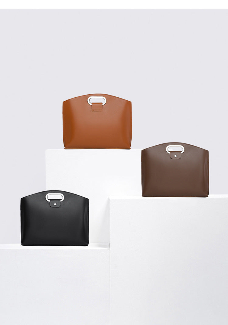 Minimalist Metal Handle Tote – Elegant Business Handbag