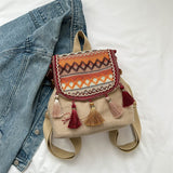 Boho Chic Embroidered Tassel Backpack – Vintage Ethnic Style for Free Spirits