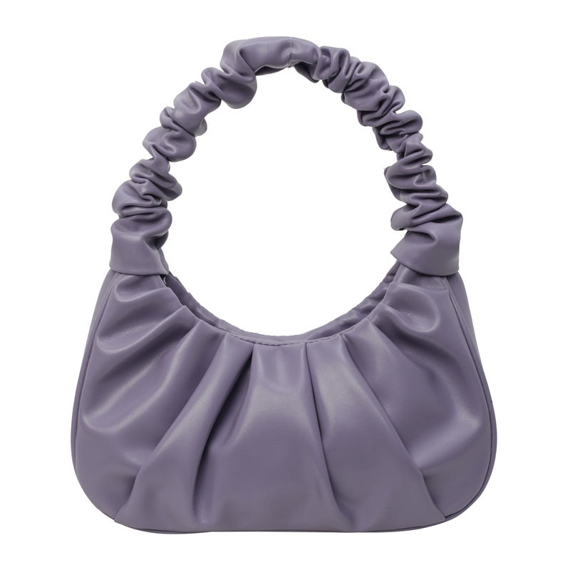 Ruched Soft Handle Shoulder Bag – Trendy Puff Cloud Pouch
