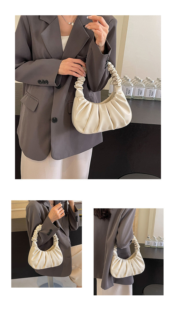 Ruched Soft Handle Shoulder Bag – Trendy Puff Cloud Pouch