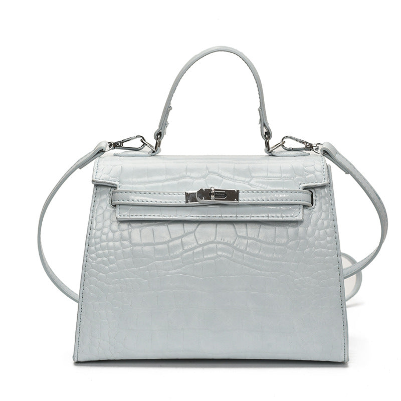 Crocodile Pattern Top Handle Bag – Elegant Kelly Style Handbag