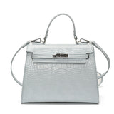 Crocodile Pattern Top Handle Bag – Elegant Kelly Style Handbag