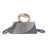 Luxury Croc Embossed Handbag with Gold Metal Handle – Modern Minimalist Glam