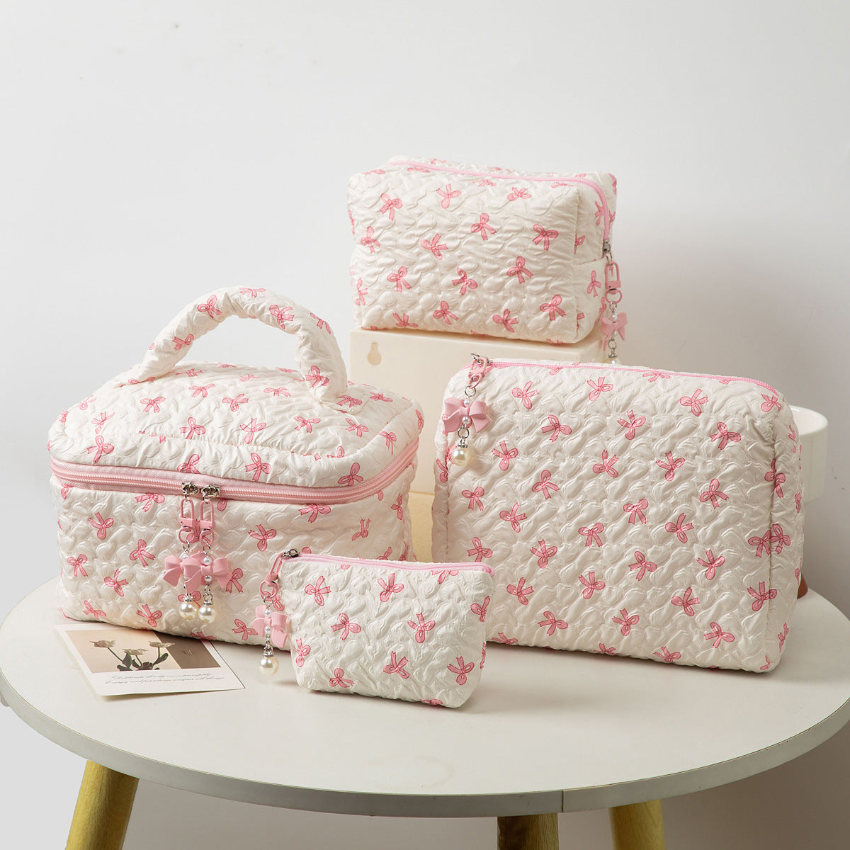 Bow Cosmetic Bag Large Capacity Hand Holding Clutch Wash