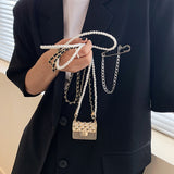 Headphone Bag Rhombic Chain Hanging Neck Bag Female Waist Bag Messenger Bag