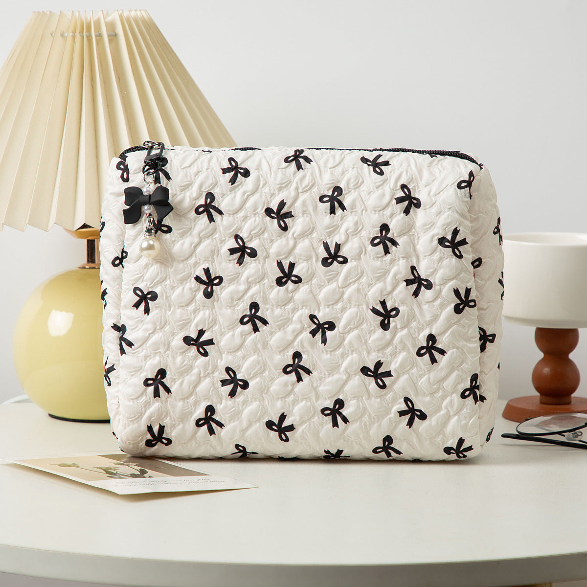 Bow Cosmetic Bag Large Capacity Hand Holding Clutch Wash